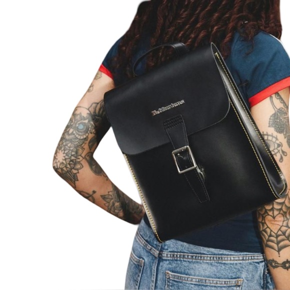 Dr. Martens Mini Leather Backpack Black Smooth Leather Silver Hardware - Picture 1 of 14